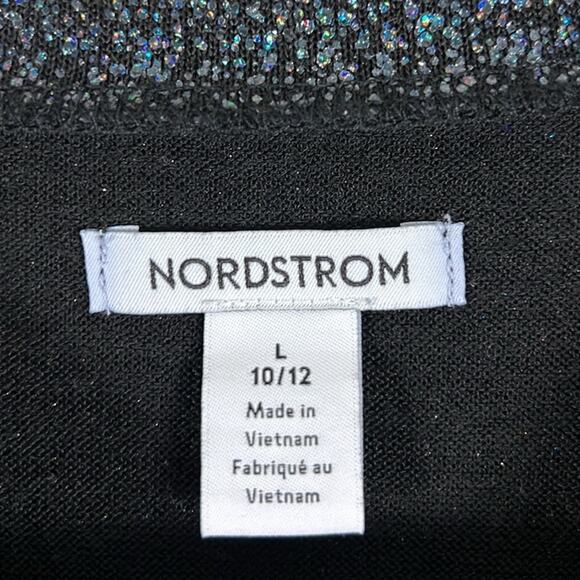 Nordstrom T-Shirt Girls L Black Sparkly Oversized High Low Retro Kidcore Tween - Picture 4 of 5